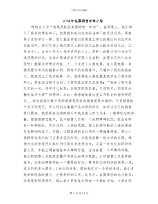 2024年电器销售年终小结