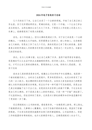 2024年电子信息实习总结