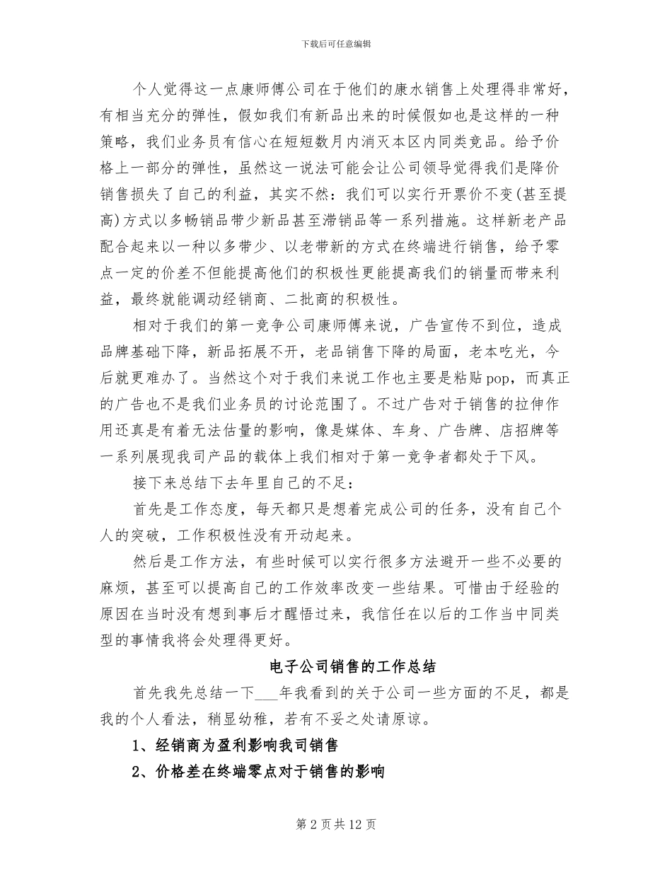 2024年电子公司销售工作总结样本_第2页