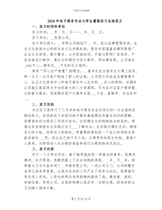 2024年电子商务专业大学生暑假实习总结范文