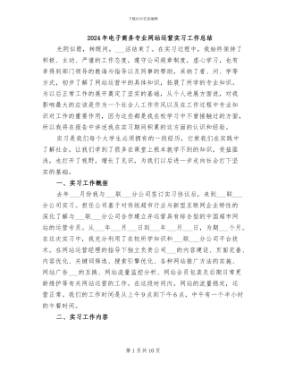 2024年电子商务专业网站运营实习工作总结
