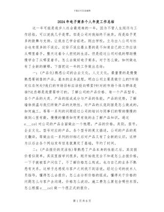 2024年电子商务个人年度工作总结