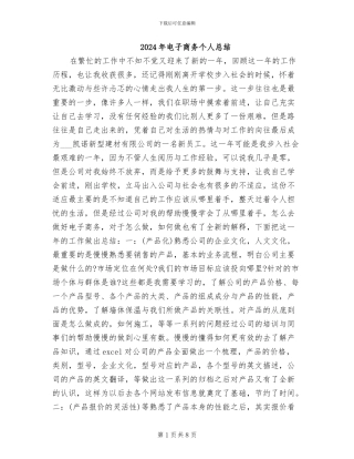 2024年电子商务个人总结