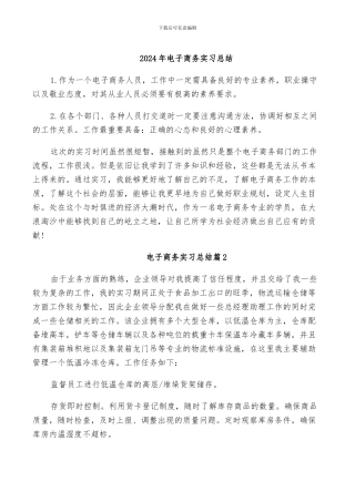 2024年电子商务实习总结