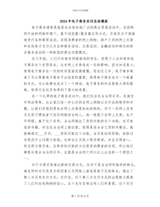 2024年电子商务实训总结模板