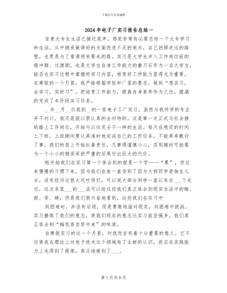 2024年电子厂实习报告总结一
