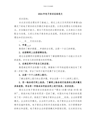 2024年电子实训总结范文