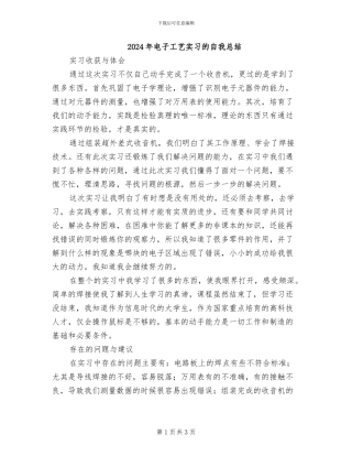 2024年电子工艺实习的自我总结