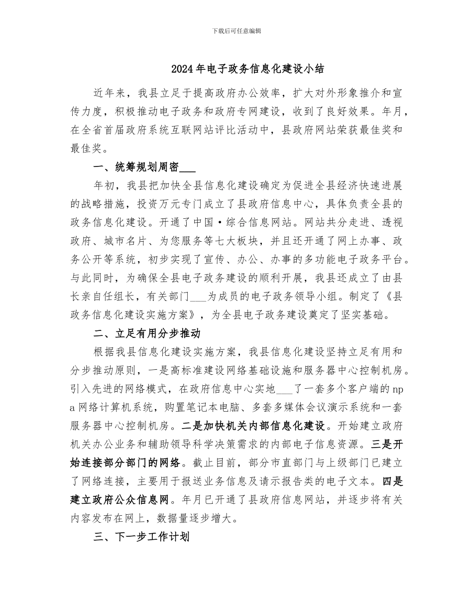 2024年电子政务信息化建设小结_第1页