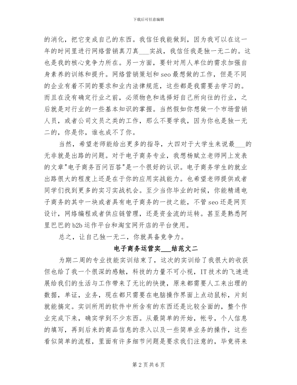 2024年电子商务运营的实习总结_第2页