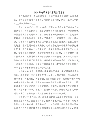 2024年电子商务运营的实习总结