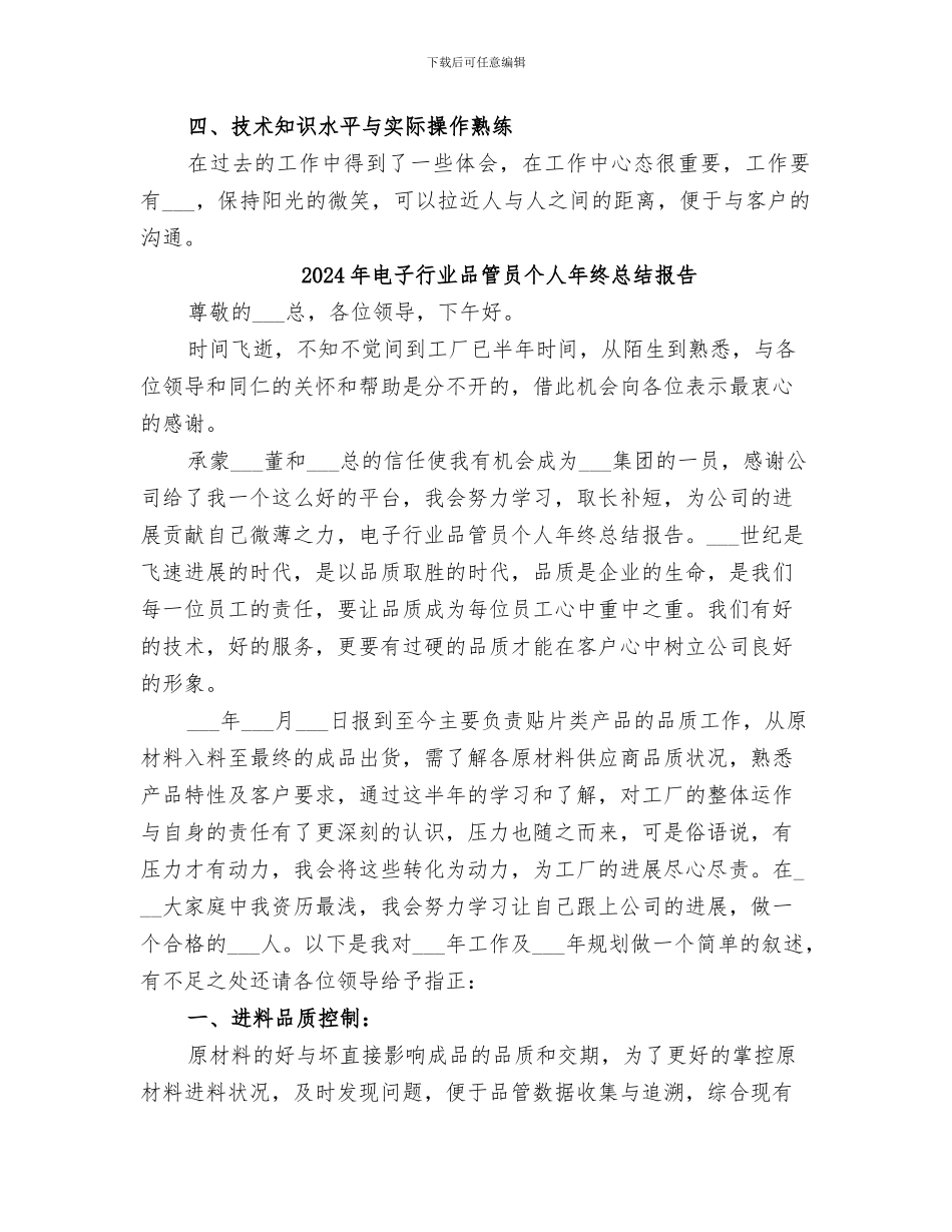 2024年电子行业个人工作总结_第2页