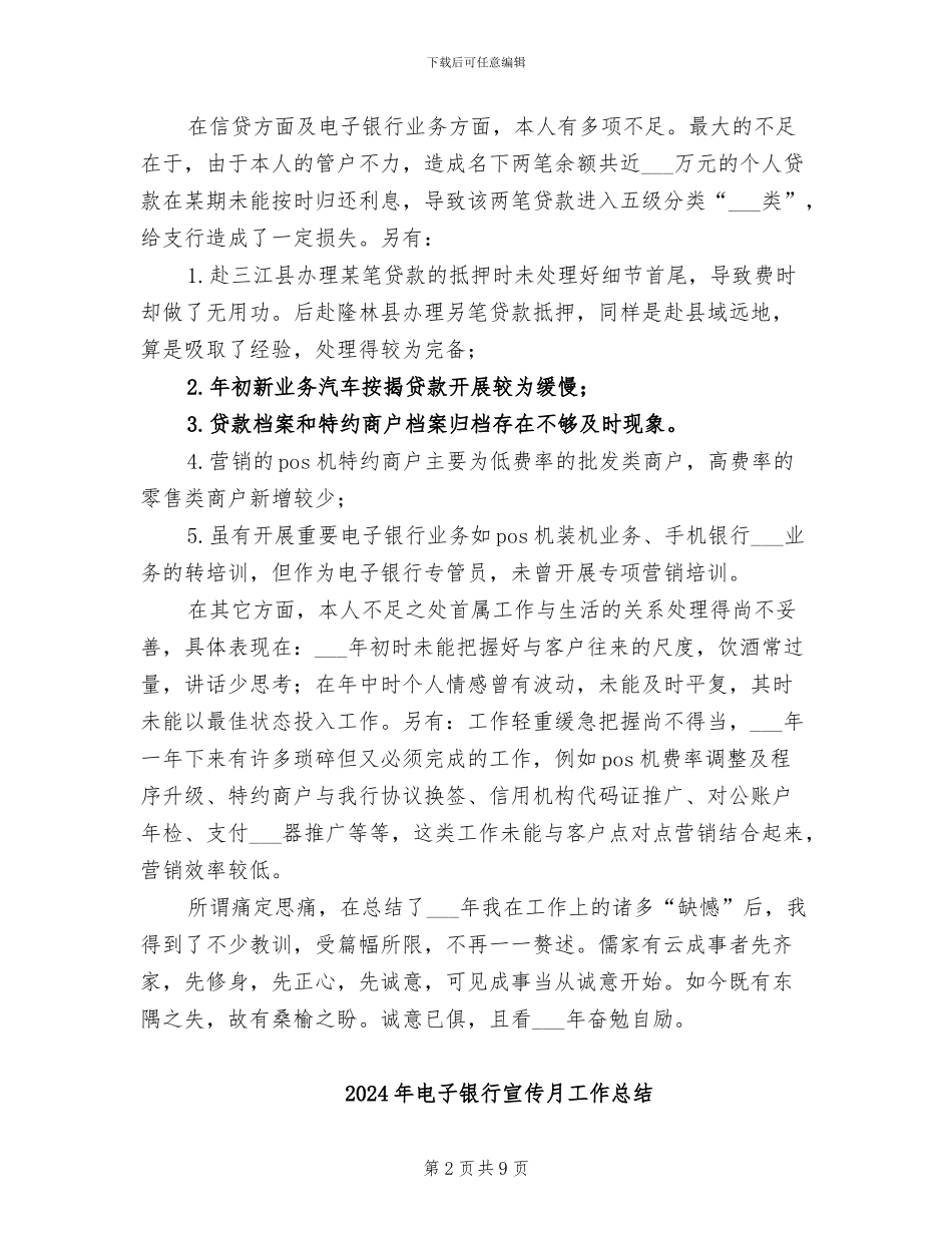 2024年电子银行专管员工作总结范文_第2页