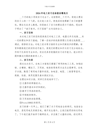 2024年电工实习总结报告精选五