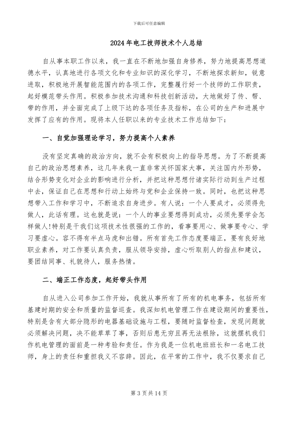 2024年电工技师年终总结_第3页