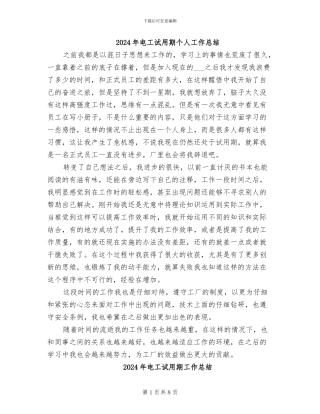 2024年电工试用期个人工作总结