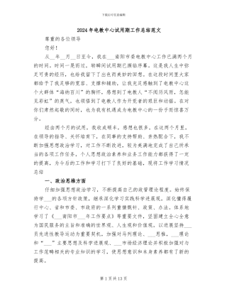 2024年电教中心试用期工作总结范文