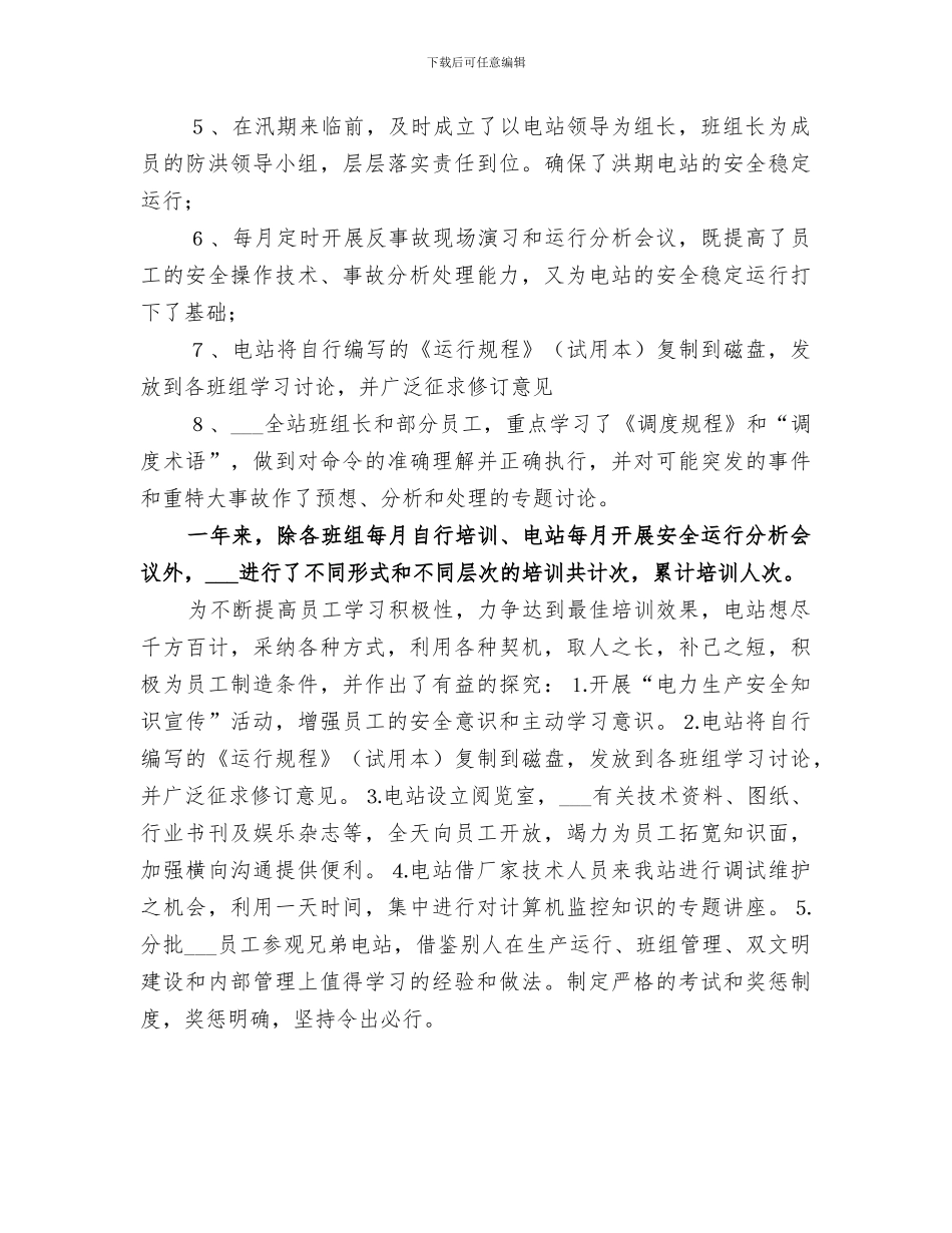 2024年电站申报去年度“安全生产先进集体”总结材料_第3页