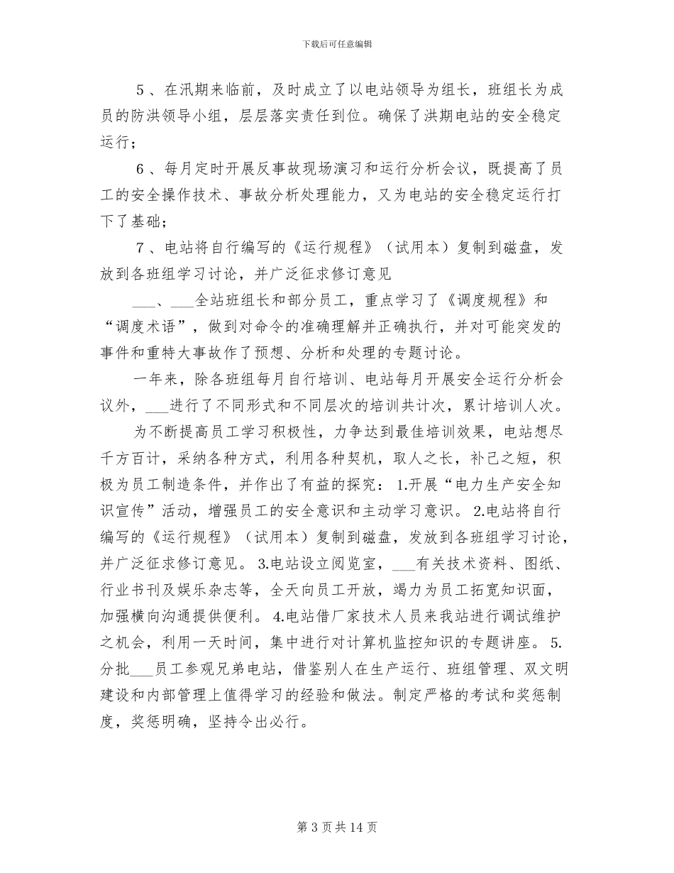 2024年电站申报年度“安全生产先进集体”总结材料_第3页