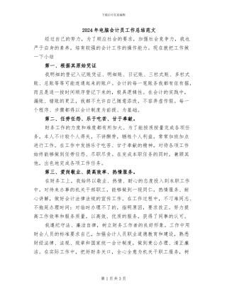 2024年电脑会计员工作总结范文