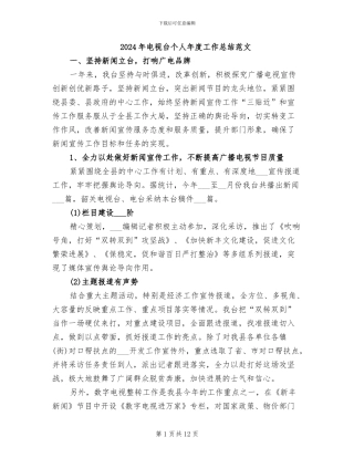 2024年电视台个人年度工作总结范文