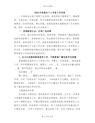 2024年电视台个人年度工作总结