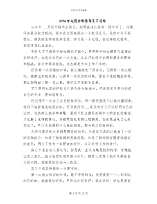 2024年电视台制作部见习总结