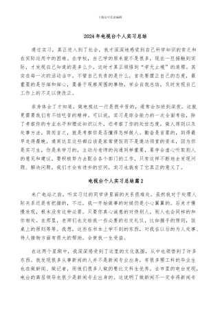 2024年电视台个人实习总结