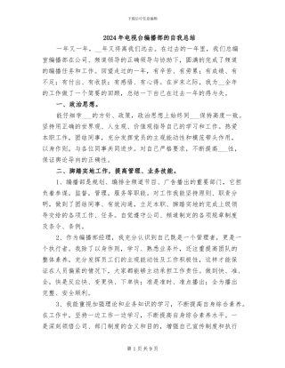 2024年电视台编播部的自我总结