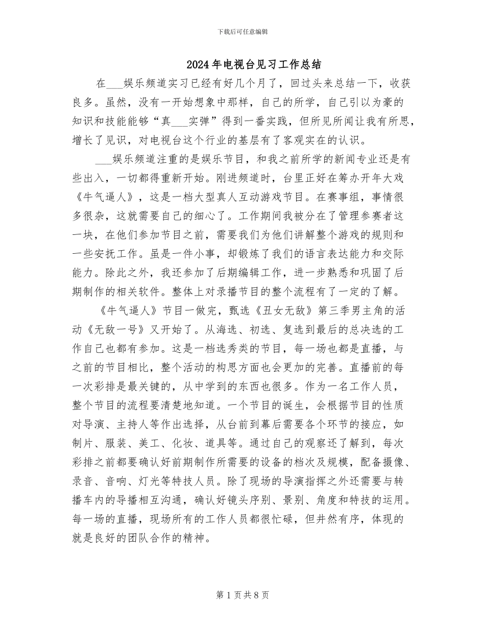 2024年电视台见习工作总结_第1页