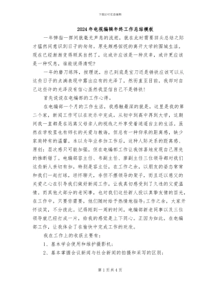 2024年电视编辑年终工作总结模板