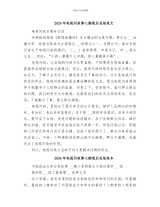 2024年电视问政第七期观后总结范文