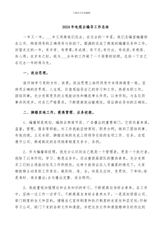 2024年电视台编导工作总结