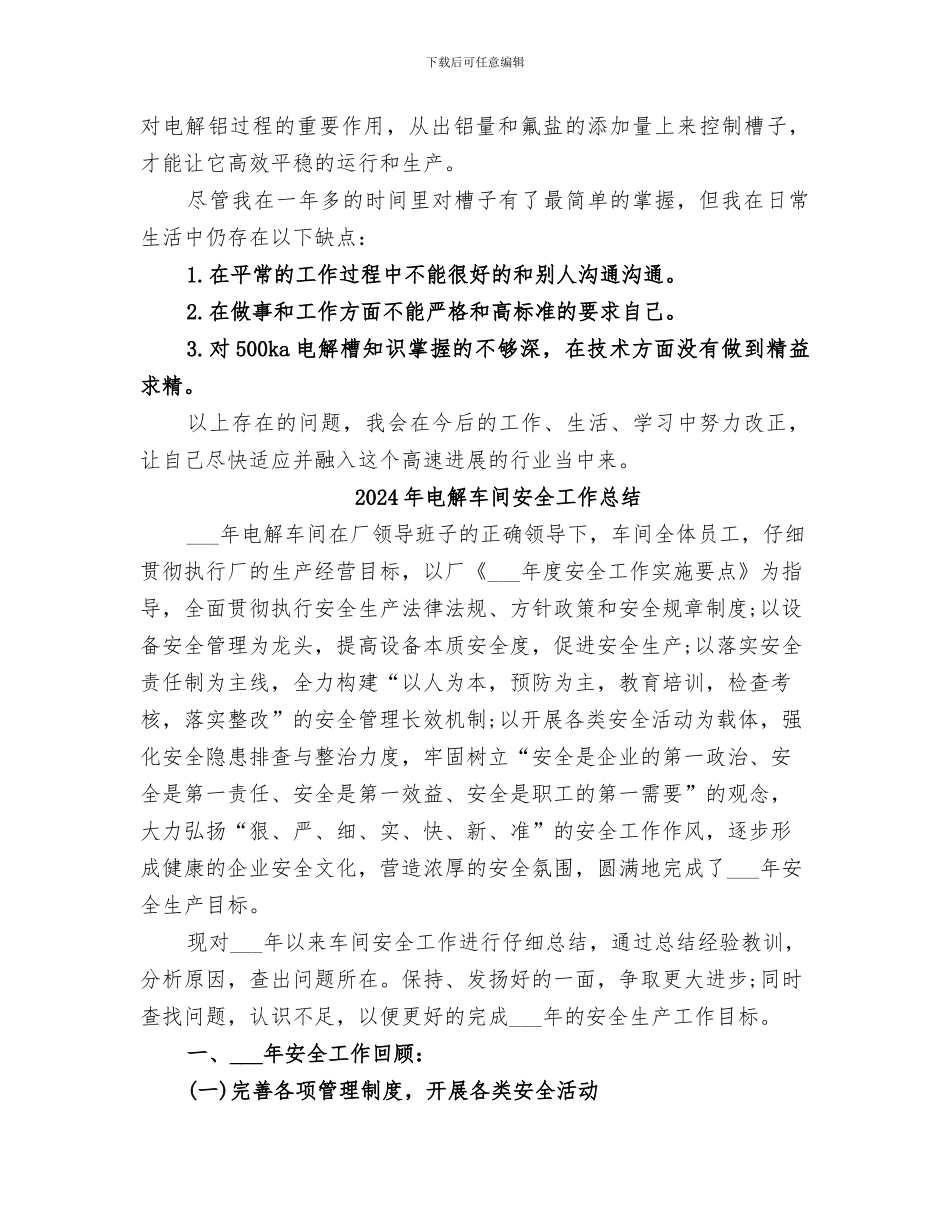 2024年电解厂个人工作总结_第2页