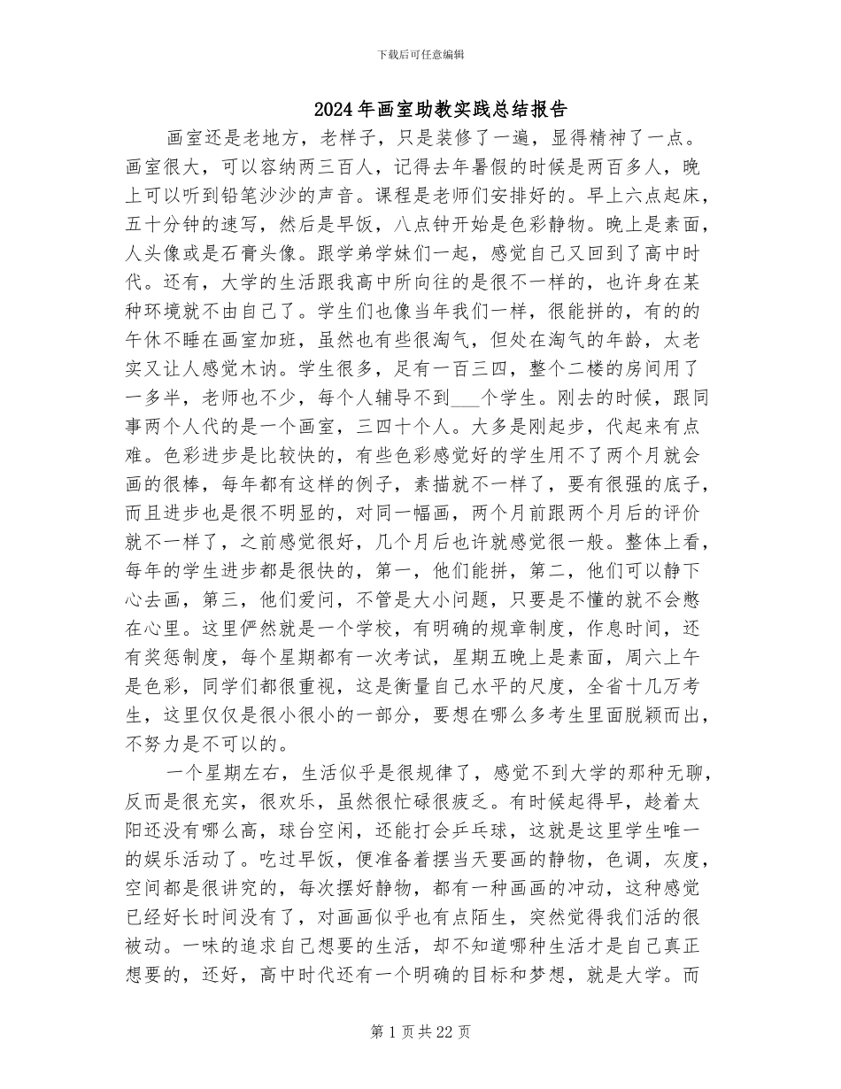2024年画室助教实践总结报告_第1页