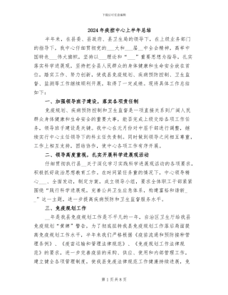 2024年疾控中心上半年总结