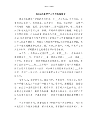 2024年疾控中心工作总结范文