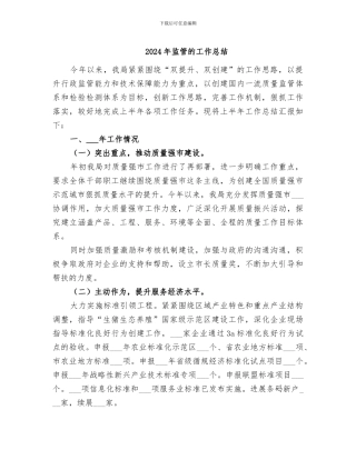 2024年监管的工作总结