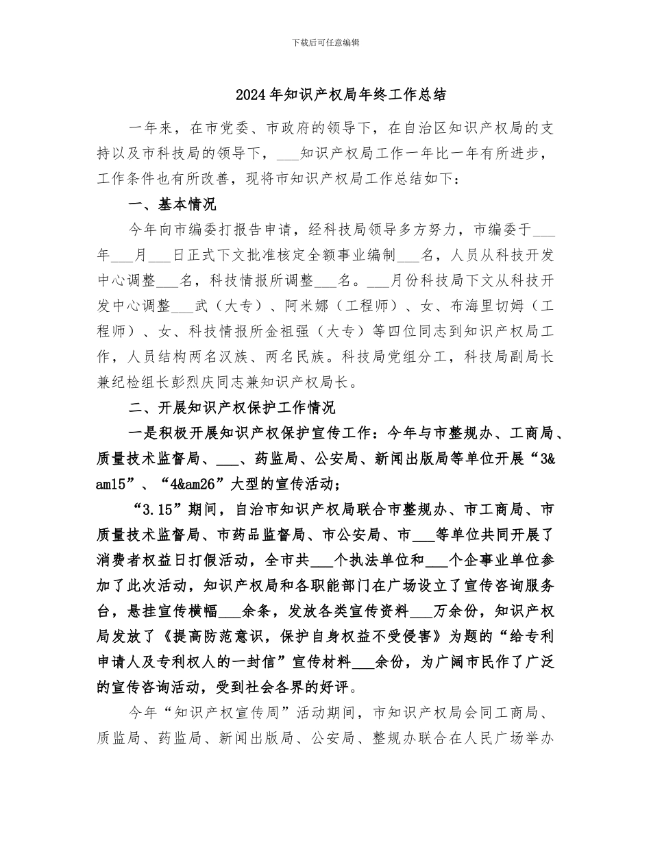 2024年知识产权局年终工作总结_第1页