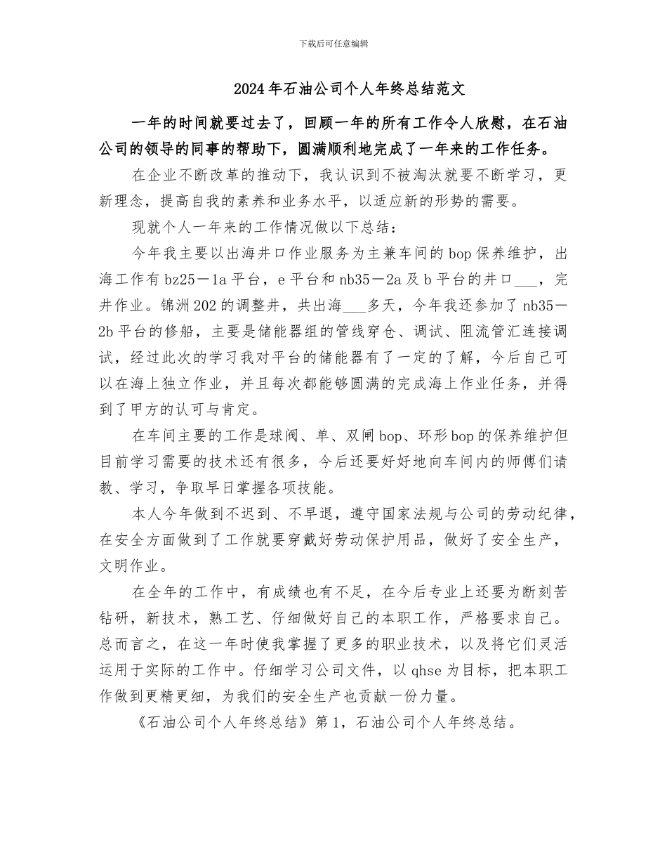 2024年石油公司个人年终总结_第2页