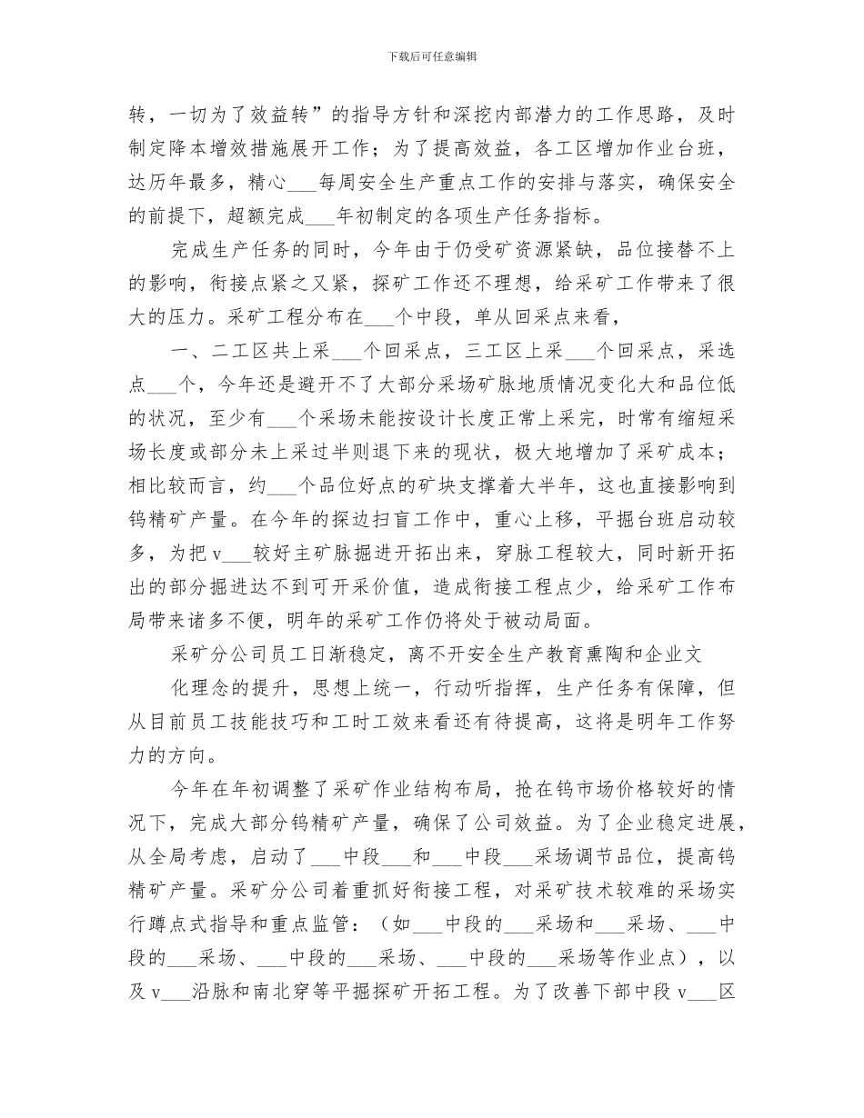 2024年矿山企业工作总结_第2页