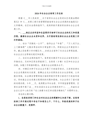 2024年社会企业培育工作总结
