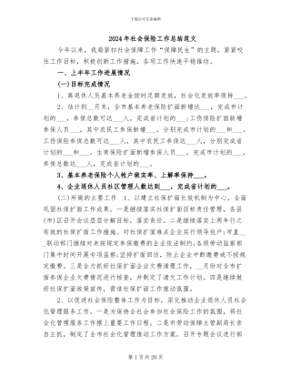 2024年社会保险工作总结范文
