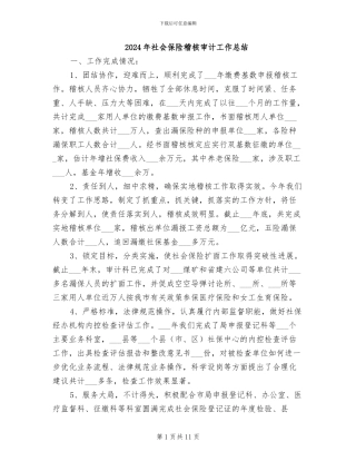 2024年社会保险稽核审计工作总结
