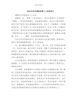 2024年社会调查实践个人总结范文