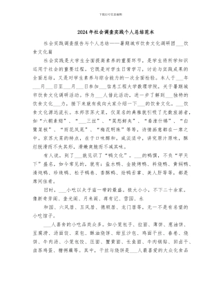 2024年社会调查实践个人总结范本