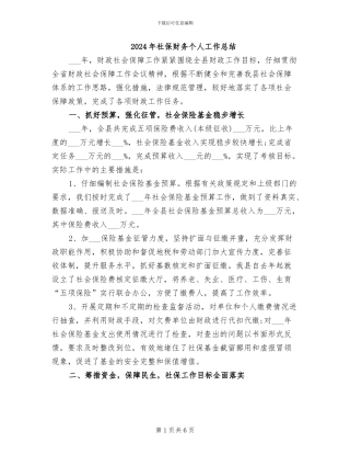 2024年社保财务个人工作总结