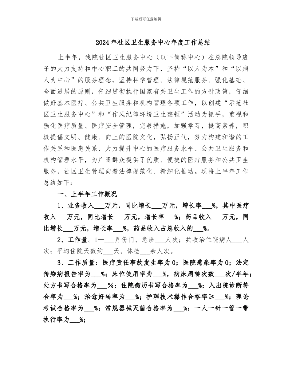2024年社区卫生服务中心年度工作总结_第1页