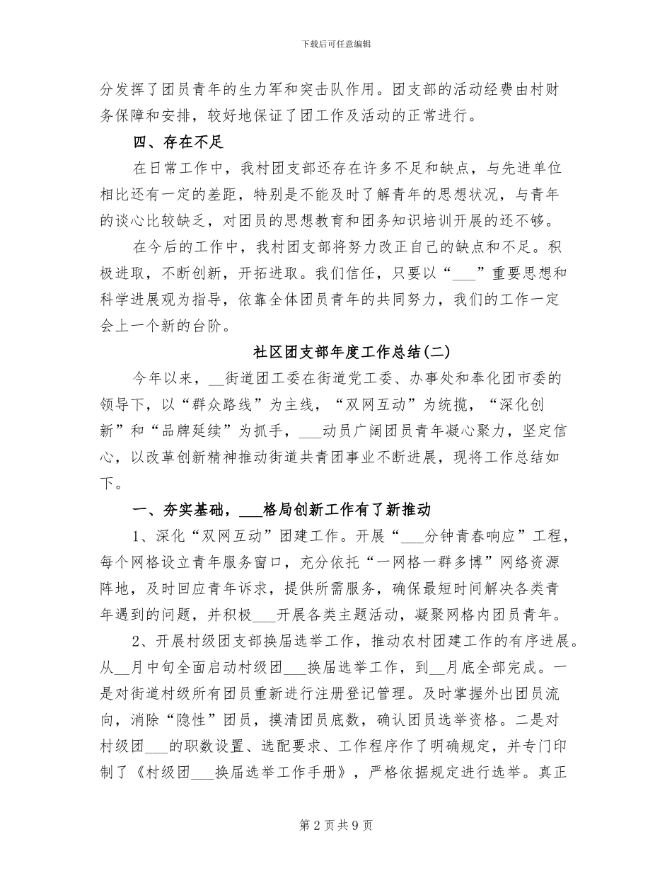 2024年社区团支部年度工作总结范文_第2页