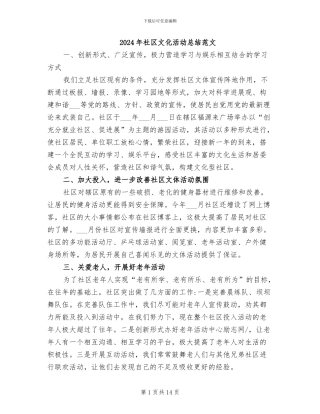 2024年社区文化活动总结范文